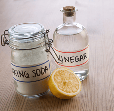 a bottle of vinegar and baking soda