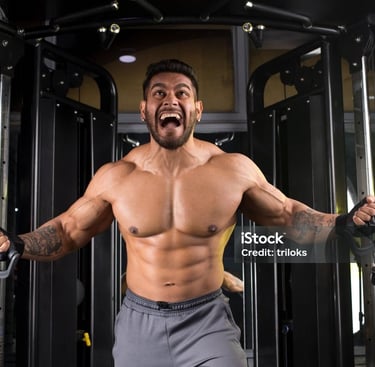 a man performing cable flyes exercise