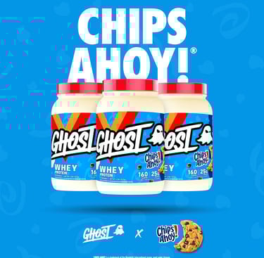 a couple of bottles of chips and chips on a blue background