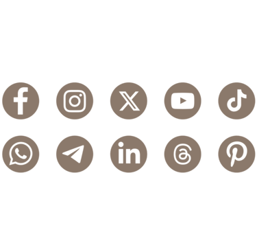 a set of social media icons in neutral beige