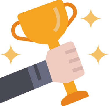 Someone holding winning cup