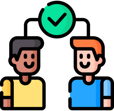 Two persons accepting each others icon