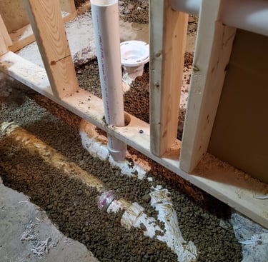 rough installation work for a bathroom remodeling project