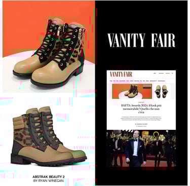 Picture of collage of Ryan Winegan's Abstrak Beauty 2 boots feature on Vanity Fair.