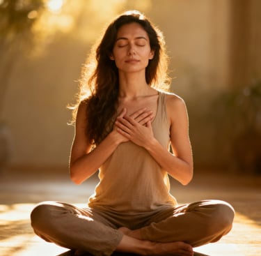 A woman sitting, feeling whole after acupuncture treatment in Temecula, CA