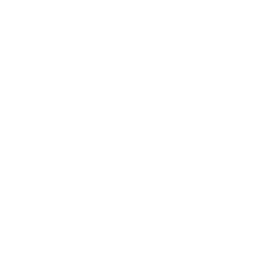 Logo minimaliste de feuilles blanches en forme circulaire sur un fond noir uni.
