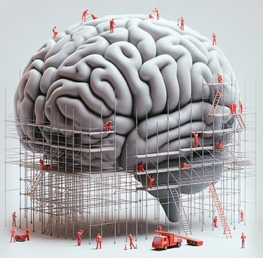 imagem de um desenho de um celebro em construção