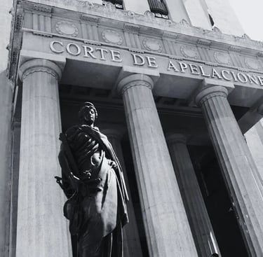 Fachada de la Corte de Apelaciones o tribunal, simbolizando litigios judiciales.