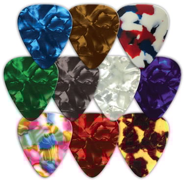 Celluloid guitar picks, customizable picks