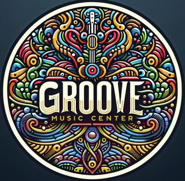 colorful tribal pattern groove music center logo