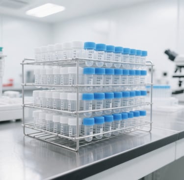 A rack of test tubes