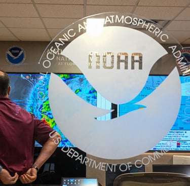 A climatologist checking a map