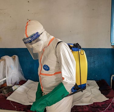 a person working in a biohazard area