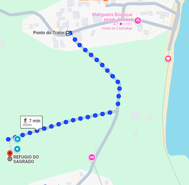 Refúgio do Sagrado, Morere. Ilha de Boipeba. Mapa