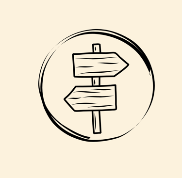 a signpost with arrows pointing to the left and right