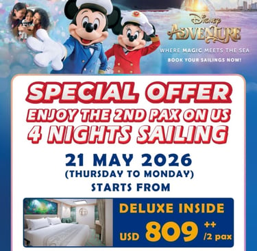 Disney Cruise Tour, Brand New Cruise, Biggest Cruise Ship in Asia, Promo Murah Disney Cruise