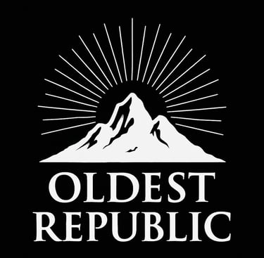 Logo of the online publication “Oldest Republic”, featuring a mountain illustration