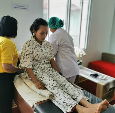elder care maid going through medical check up