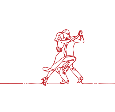 Allure Dance Studios dancers silhouette red