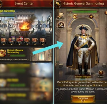 Get Evony Daniel Morgan in Historic General Summoning