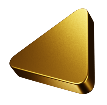 a gold triangle shaped object with a red background