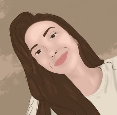 Portrait de femme aux cheveux longs et t-shirt beige