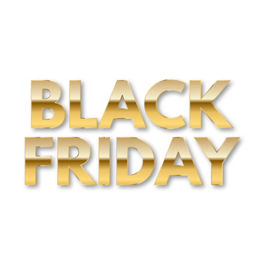 a black friday with gold text and a black background