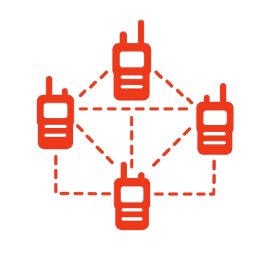 Diagrama de red MESH con radios interconectados