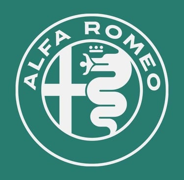 a logo Alfa Romeo white with background green