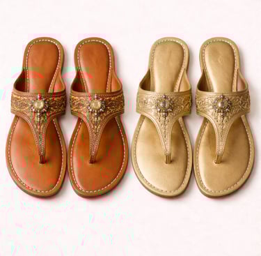 Leather khussa sandals with traditional craftsmanship