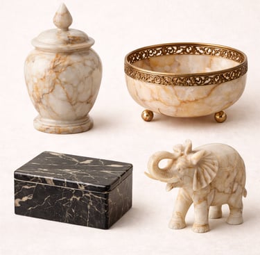 Hand carved marble decorative items and figurines