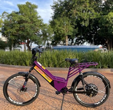bicicleta elétrica duos full roxa