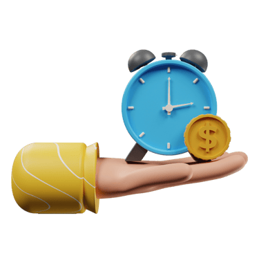 a hand holding a clock and money 