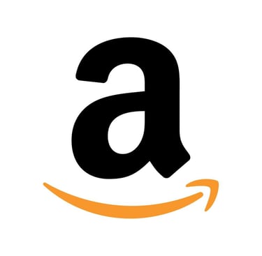 a black and white amazon logo with the amazon logo