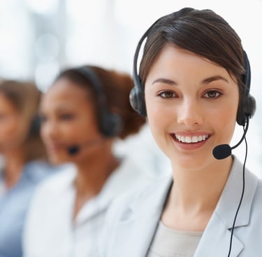 a woman in a headset with a headset and a headset