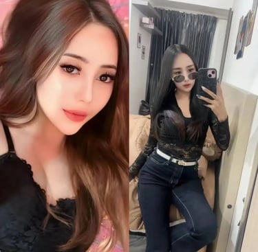 A stylish woman in a lace top and jeans posing for a mirror selfie and a close-up portrait.