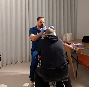 Scalp micropigmentation session to treat hair loss and increase hair density