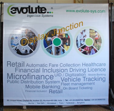 Adjustable Display banner stand with a Flex Graphic