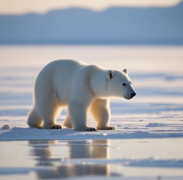 a polar bear cub on the ice in the arctic