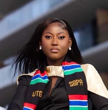 Fatou F., recipient of the Sadeka Hossain Memorial Scholarship, at graduation
