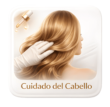 Tratamiento de cuidado del cabello con aceite reparador aplicado por manos profesionales.