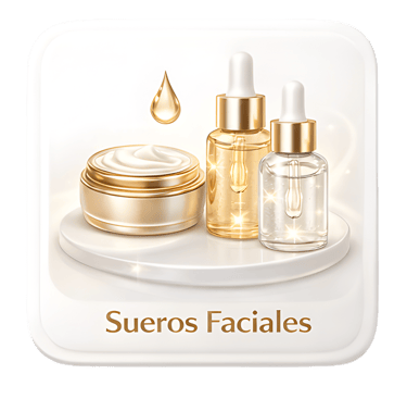 Luxury facial serums and moisturizing cream in gold glass bottles for premium skincare.
