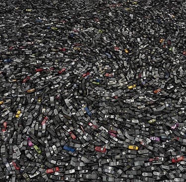 Chris Jordan Intolerable beauty a pile of a million old cell phones