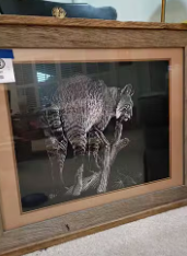 Gregg Murray Framed Artwork 1981 — Cat & Landscape, Large Frame The Peterson Exchange 