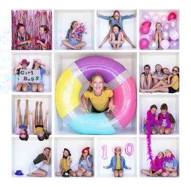 Fun kids portrait photography session with props and costumes at In The Box Studio Perth