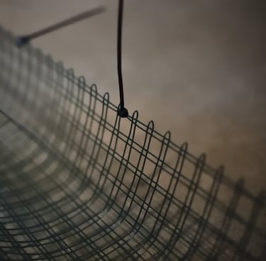 Folding the chicken wire and securing with cable ties