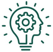 a green light bulb bulb with a gearwheel in the middle of it