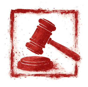 Ilustração estilizada de um martelo judicial