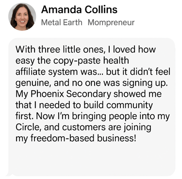 Mompreneur with three little ones trades copy-paste strategy for Phoenix-aligned community building—now thriving through free