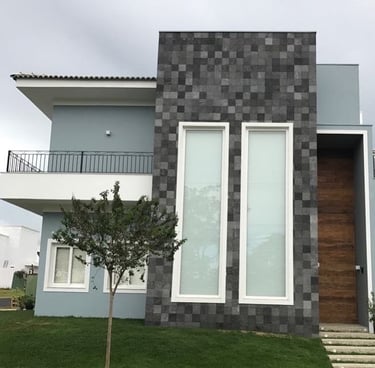 black lava stone wall